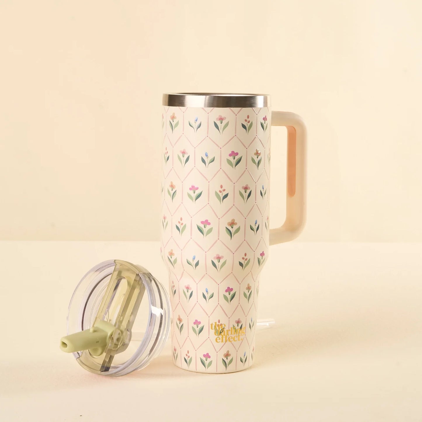 40 oz Flip Straw Tumbler Hand Picked Ivory