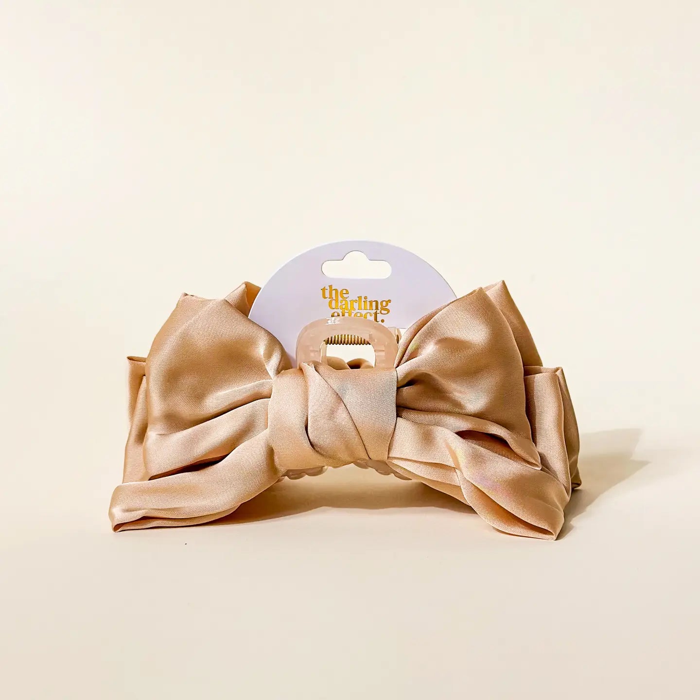 Satin Bow Claw Clip Beige