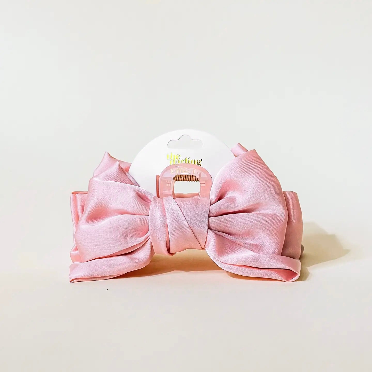 Satin Bow Claw Clip Pink