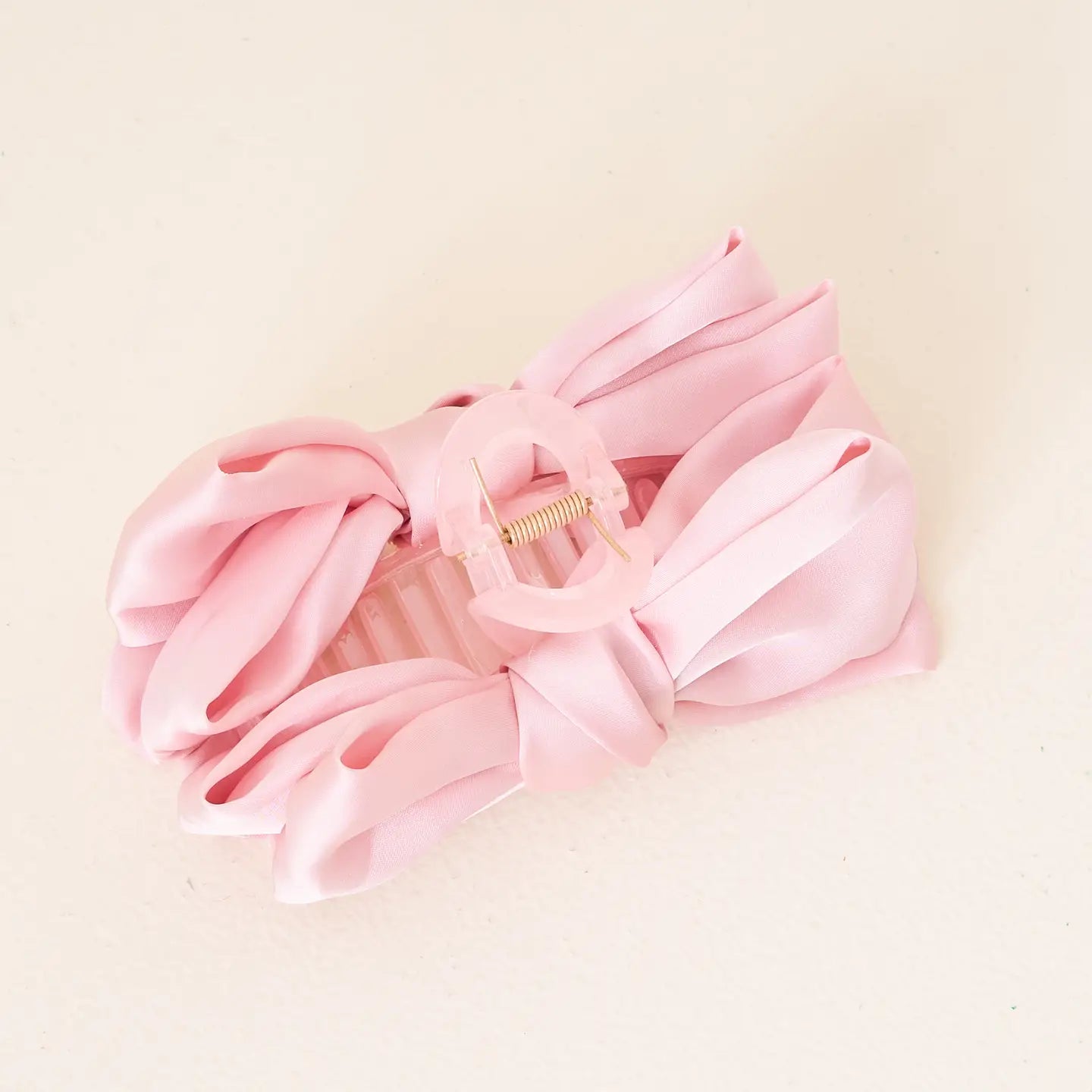 Satin Bow Claw Clip Pink