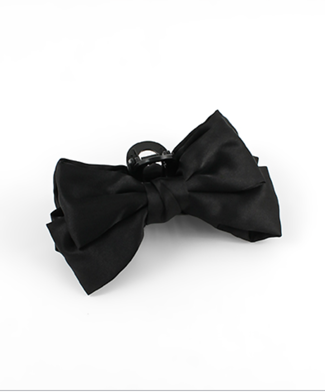 Satin Bow Black Claw Clip