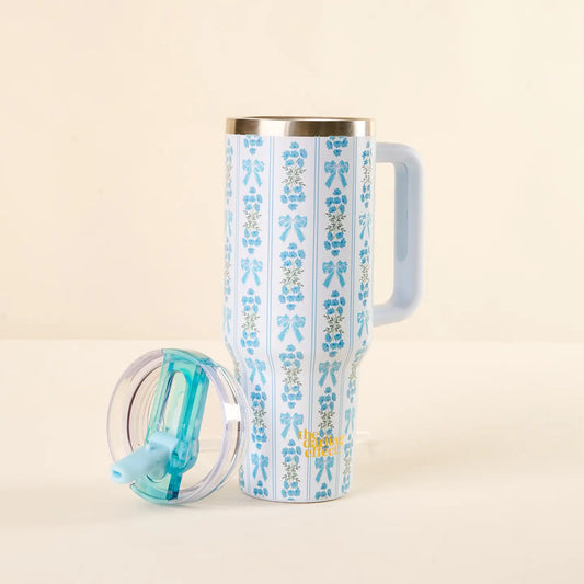 40 oz Flip Straw Tumbler Fancy Blue