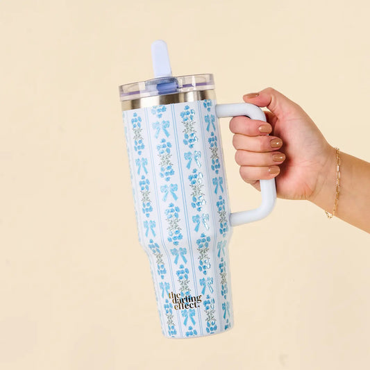 40 oz Flip Straw Tumbler Fancy Blue