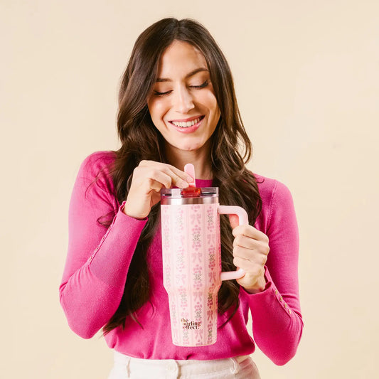 40 oz Flip Straw Tumbler Fancy Pink