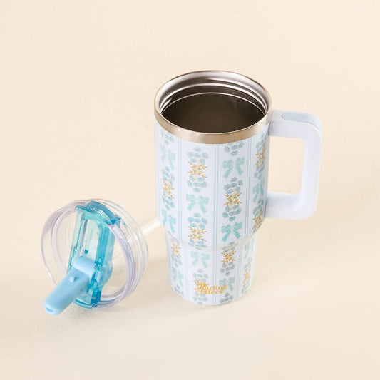 20 oz Flip Straw Tumbler Fancy Blue