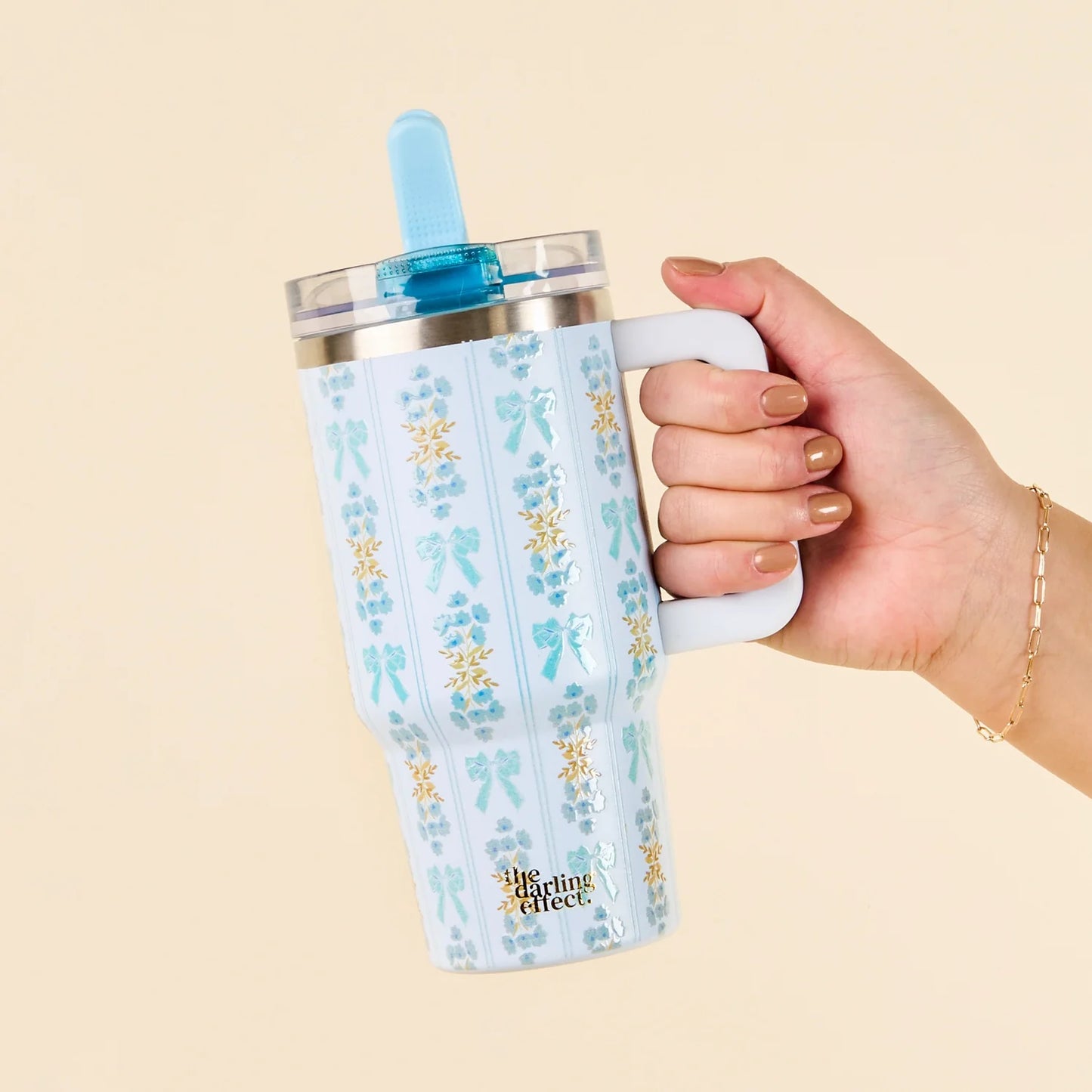 20 oz Flip Straw Tumbler Fancy Blue