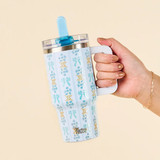 20 oz Flip Straw Tumbler Fancy Blue