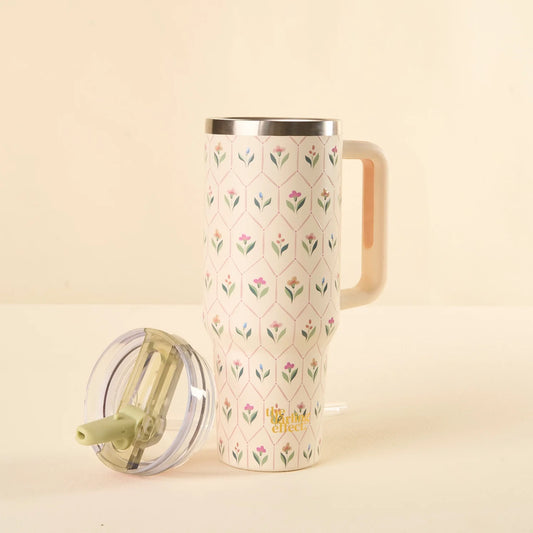 40 oz Flip Straw Tumbler Hand Picked Ivory