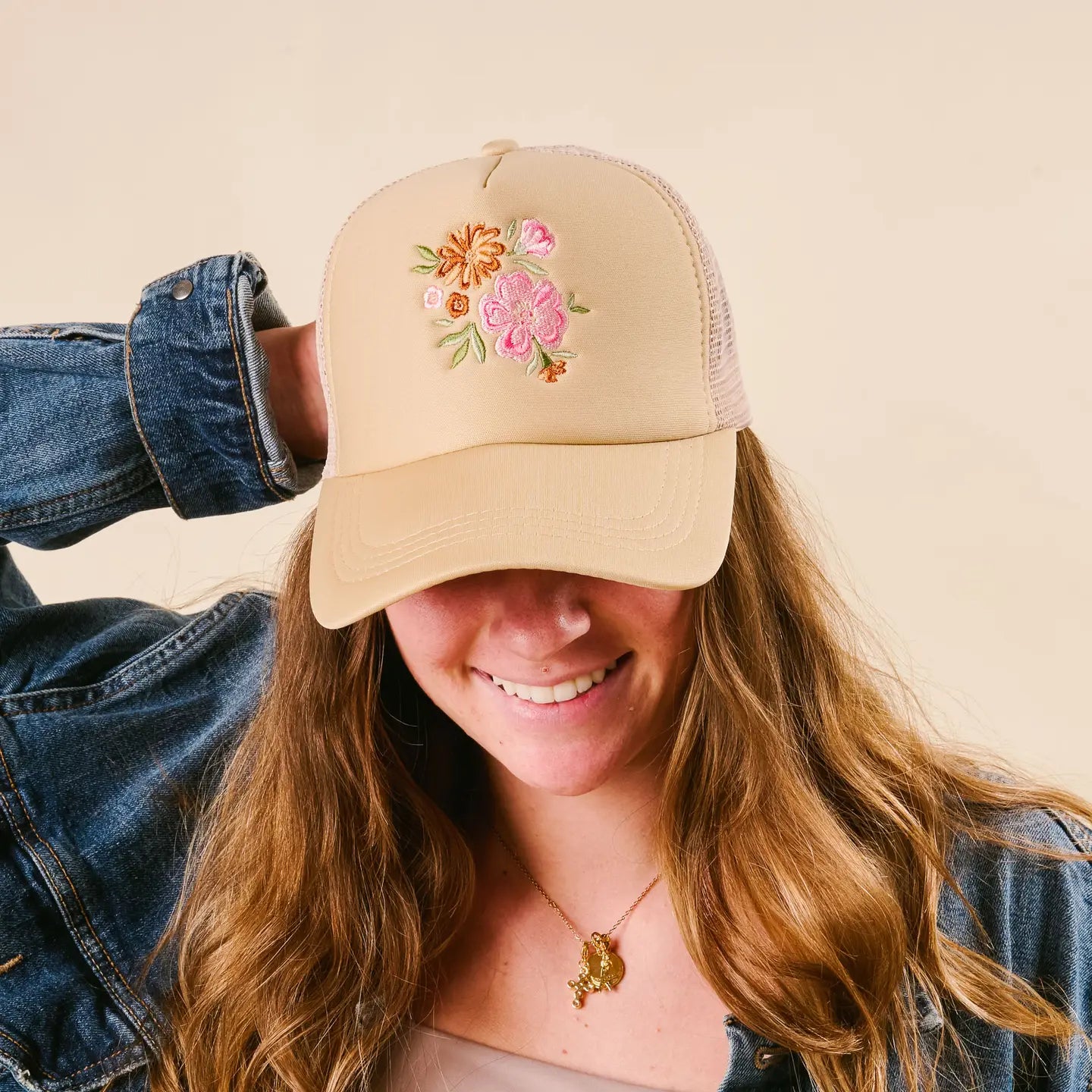 Floral Beige Trucker Hat