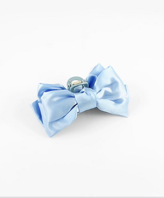 Satin Bow Blue Claw Clip